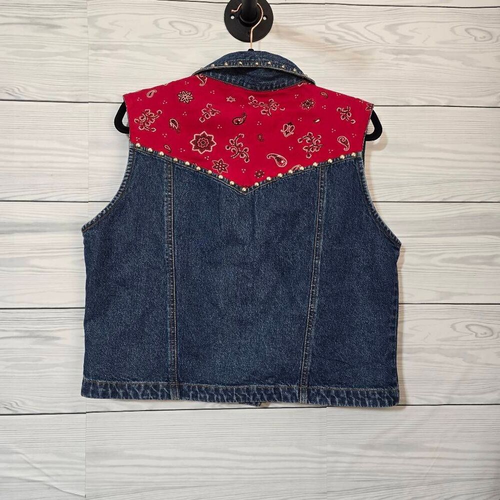 Gordon James Vintage Denim Jean Bandana Studded Vest Large Retro Rockabilly - Picture 3 of 5